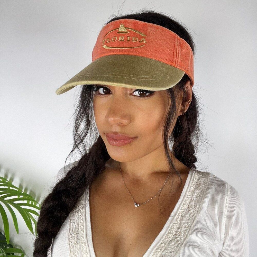 Vintage Y2K Orange Florida Embroidered Gorpcore Sporty Visor Unisex Baseball Cap